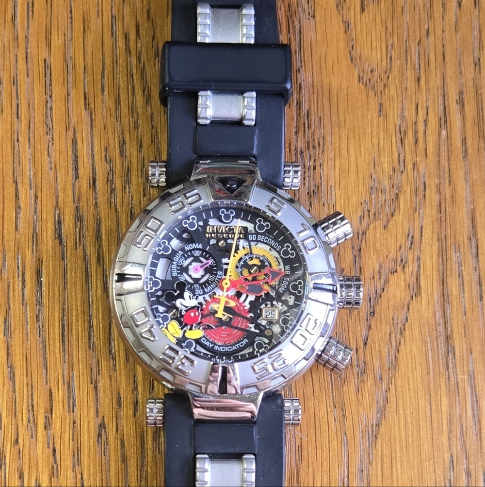 Invicta Black and Silver Mickey Mouse Watch